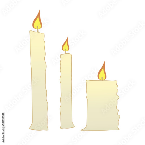 Cartoon burning yellow candles vector illustration 