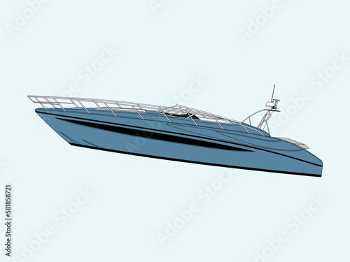 High speed side view luxury yacht vector illustration.