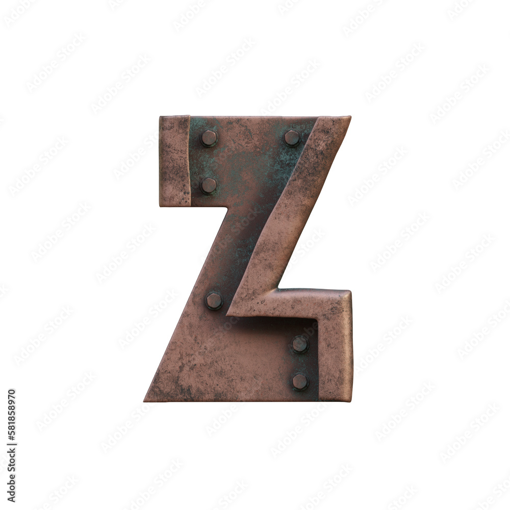 Steampunk Metal 3D Alphabet or Typography - View 1 Steampunk Metal 3D Alphabet or Typography - View 1