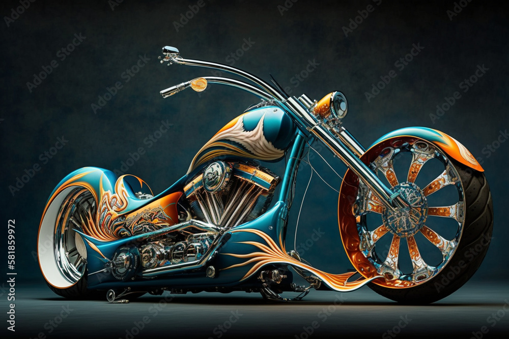 A chopper motorcycle with a custom design Generative AI Illustration Stock  | Adobe Stock