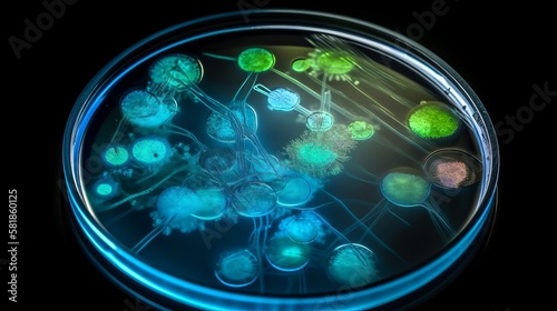 Lab Specimen, Petri Dish, Bacteria. Generative AI, Generative, AI
