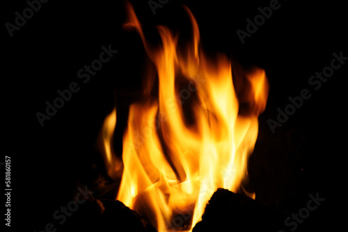 campfire on black background