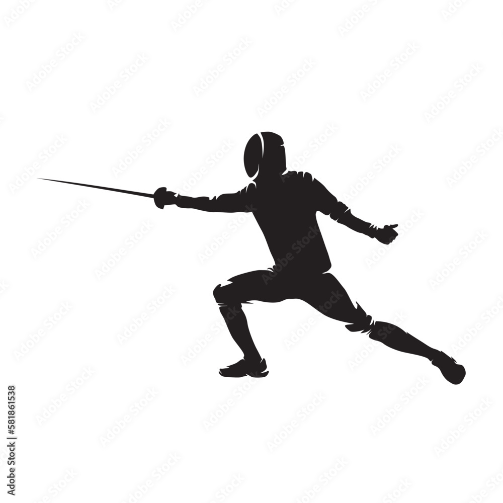 Fencing sport, isolated vector silhouette, side view. fencer Fencing sport, isolated vector silhouette, side view. fencer