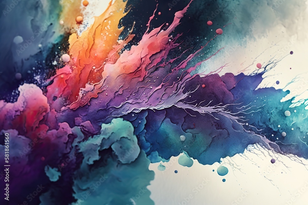 Generative ai abstract watercolor background with watercolor splashes