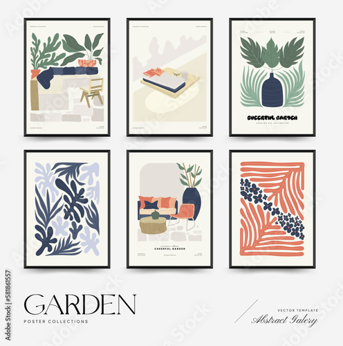 Nature, garden and landscape poster template or card. Flowers and plants at home and outdoor.