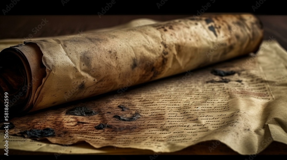 Aged parchment paper with burnt edges Generative AI Aged parchment paper with burnt edges Generative AI