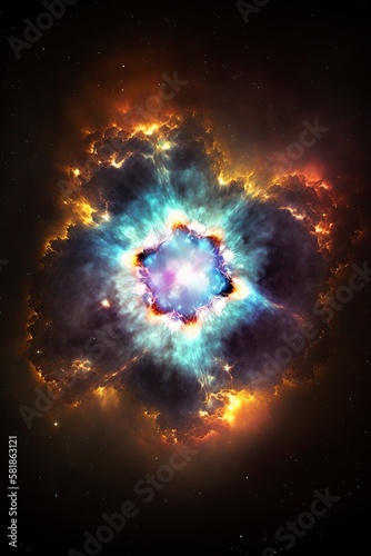 illustration, the bright supernova explosion, distant nebula, generative ai. © Jorge Ferreiro