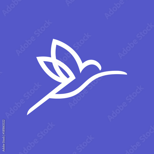 simple flying hummingbird bird logo icon line abstract outline monoline vector. minimalist animal logo colibri bird design