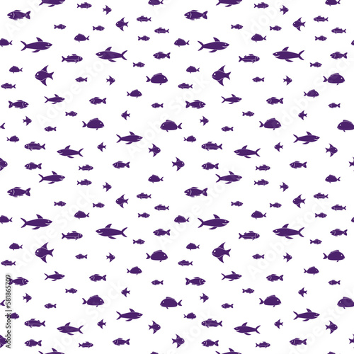 Fish Seamless Pattern Background. Vector illustration backdrop.