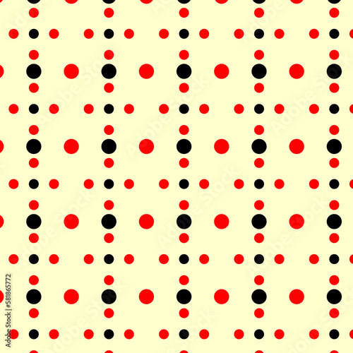 Black and red polka dots on yellow Background Pattern Texture Illustrations.