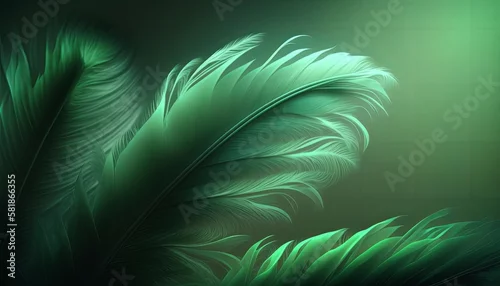 Obraz Green light feather texture pattern background