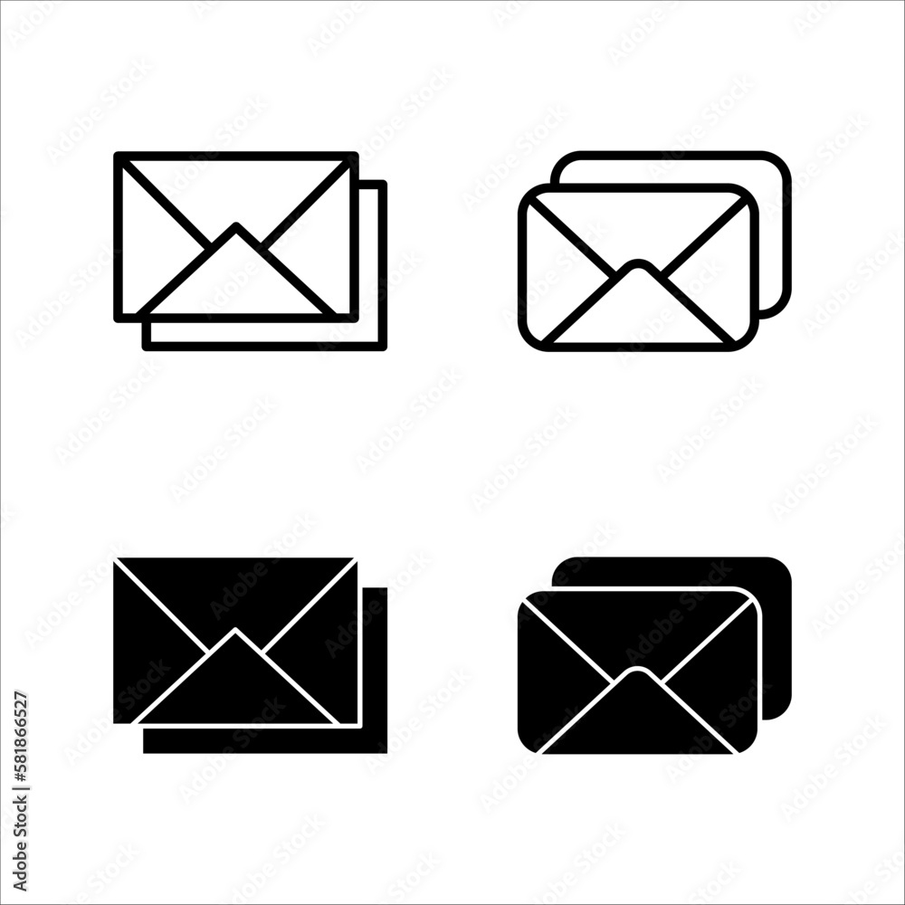Outline of email icons on a white background. Open the pictogram envelope. Line letter symbol for website design, mobile app, ui. Vector illustration. eps10 Outline of email icons on a white background. Open the pictogram envelope. Line letter symbol for website design, mobile app, ui. Vector illustration. eps10