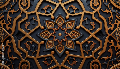 gold oriental design geometric background ai generated