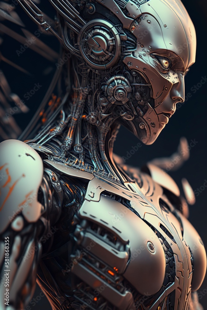 illustration, robot or cyborg artificial intelligence, generative ai illustration, robot or cyborg artificial intelligence, generative ai