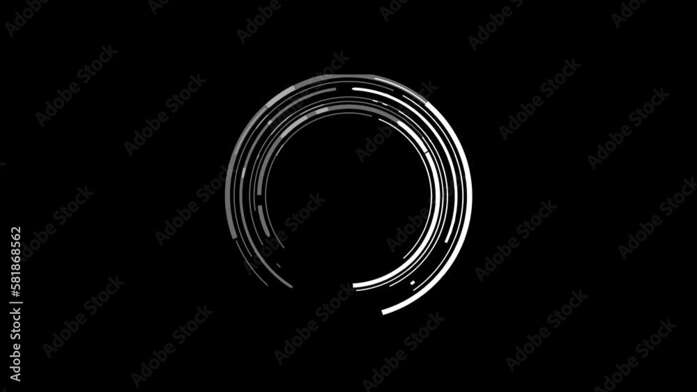 Loading icon with white spins circles on black background. 4k video. Abstract circle frame template for logo, dark background. Animated simple white ring parts. Loading icon with white spins circles on black background. 4k video. Abstract circle frame template for logo, dark background. Animated simple white ring parts.
