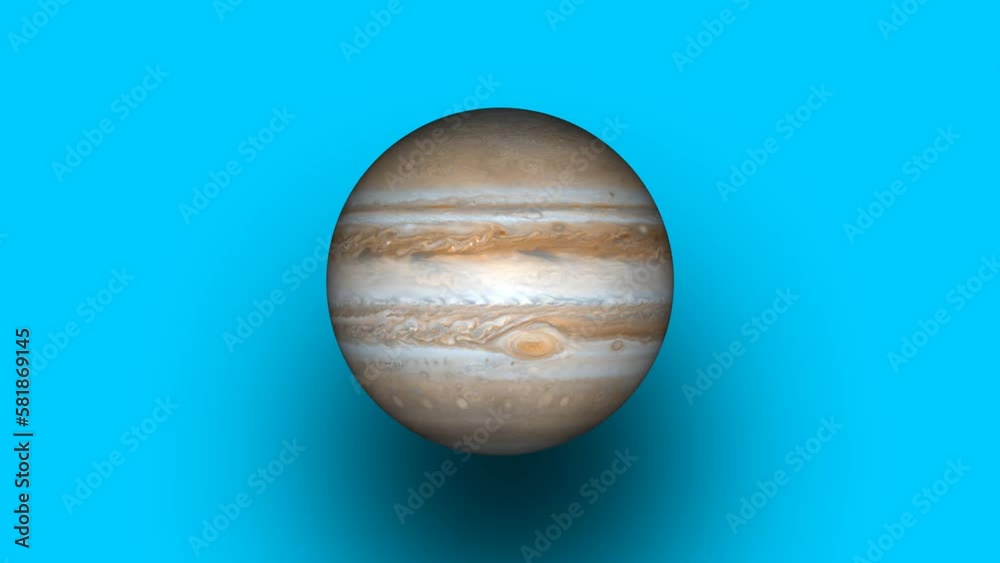 Jupiter planet rotating on 360 degree with cyan background Jupiter planet rotating on 360 degree with cyan background
