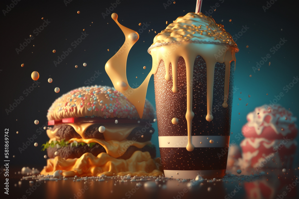 fast food problem of being overweight. Improper diet, junk food ...