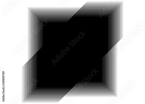 Black square striped design element on a white background. Abstract frame for printing, web design, advertising, Modern black and white background