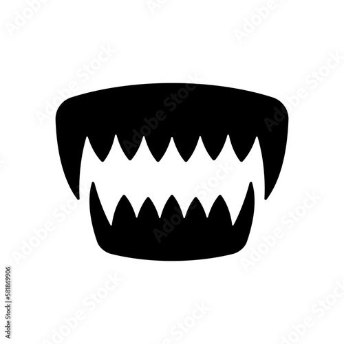 Jaws and teeth icon. Black silhouette. Front view. Vector simple flat graphic illustration. Isolated object on a white background. Isolate.