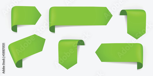 Set of Green sale tag ribbon banner for promotion shopping. Green ribbon for sale and discount offer. Organic banner vector.