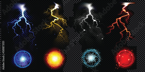 Lightning And Glowing Sphere Transparent Set