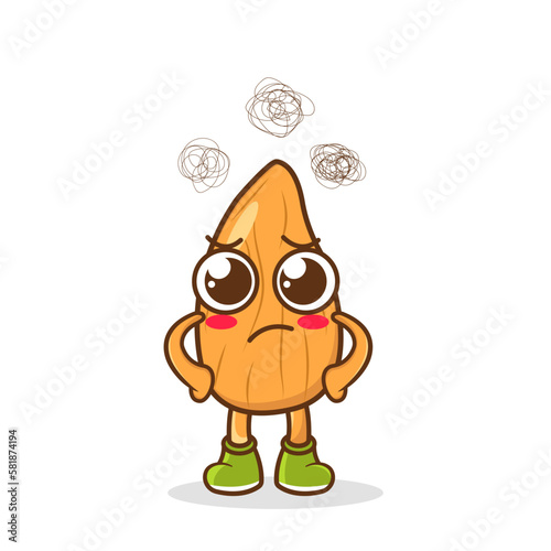 almond character cartoon with angry gesture