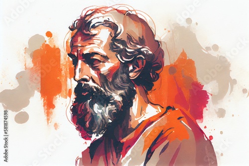 Murais de parede Watercolor Illustration of a Saint Peter Apostle Of Christ Colored Illustration