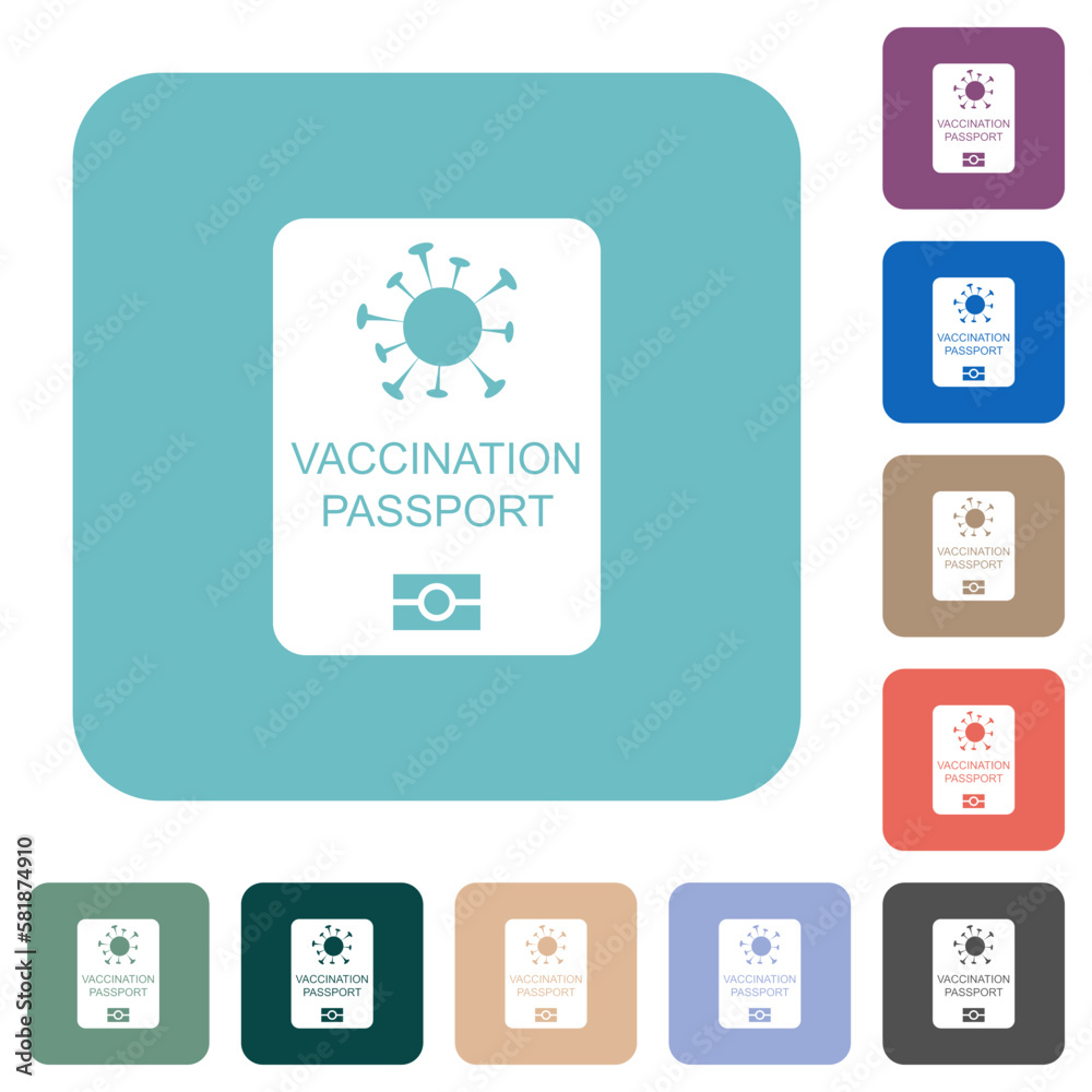 Vaccination passport rounded square flat icons Vaccination passport rounded square flat icons