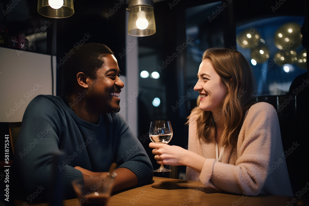 Couple in bar, Generative AI