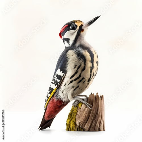 Woodpecker Isolated On White BAckground. Generative AI