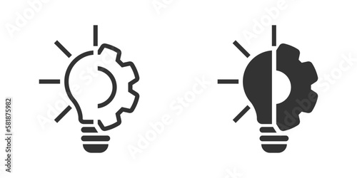 Innovation icon. Light bulb with cog. Vector illustration.