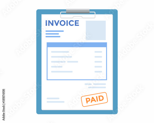 invoice with paid stamp in clipboard