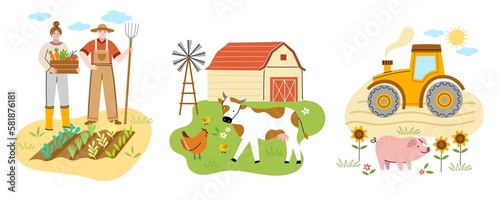 Fototapeta Naklejka Na Ścianę i Meble -  Cute farm compositions