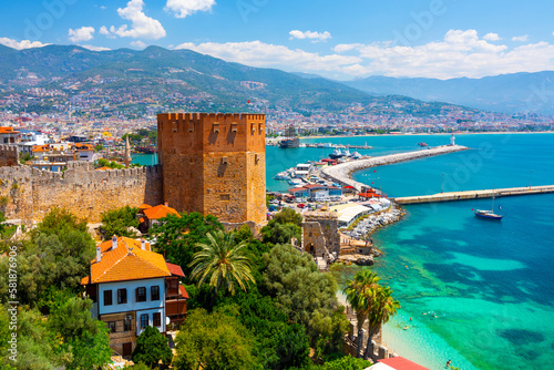 Panoramic view of Antalya Old Town. Antalya, Turkey