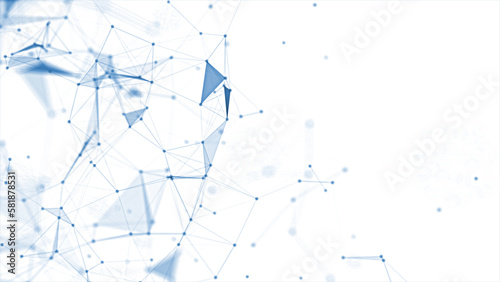 blue white violet Background for business presentations. Molecular structure. Lines, point, planes in 3d space. Cybernetic dots, creative banner. Grey colour