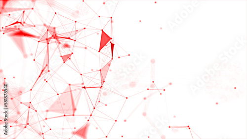 white red Background for business presentations. Molecular structure. Lines, point, planes in 3d space. Cybernetic dots, creative banner. Grey colour