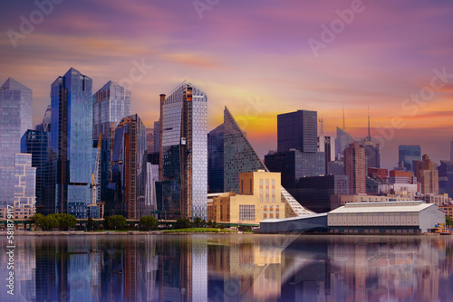 New york cityscape river side with location is lower manhattan,