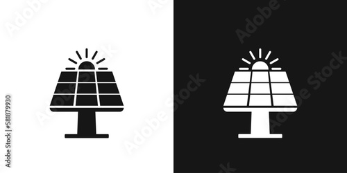 Heating solar panel vector sign. Modern solar battery, solar power generator