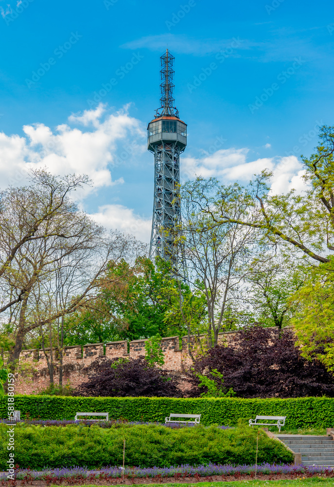 Obraz premium Petrin lookout tower on Petrin hill, Prague, Czech Republic