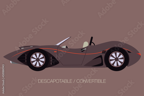 classic convertible turbo car, side view of car, automobile, motor vehicle