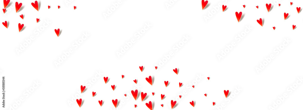 Red Confetti Vector Panoramic White Backgound. 3d
