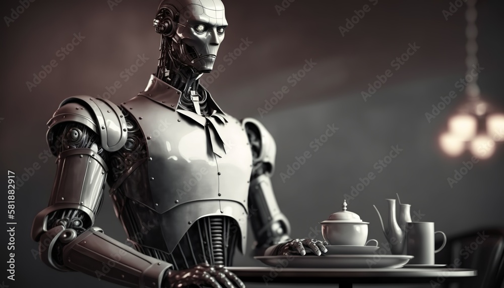 Fototapeta premium a silver robot with big eyes