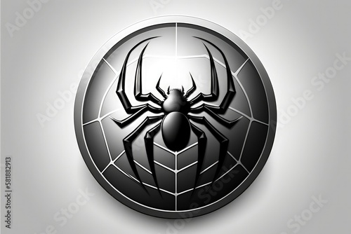 Spider illustration, logo, icon, white background. Generative AI