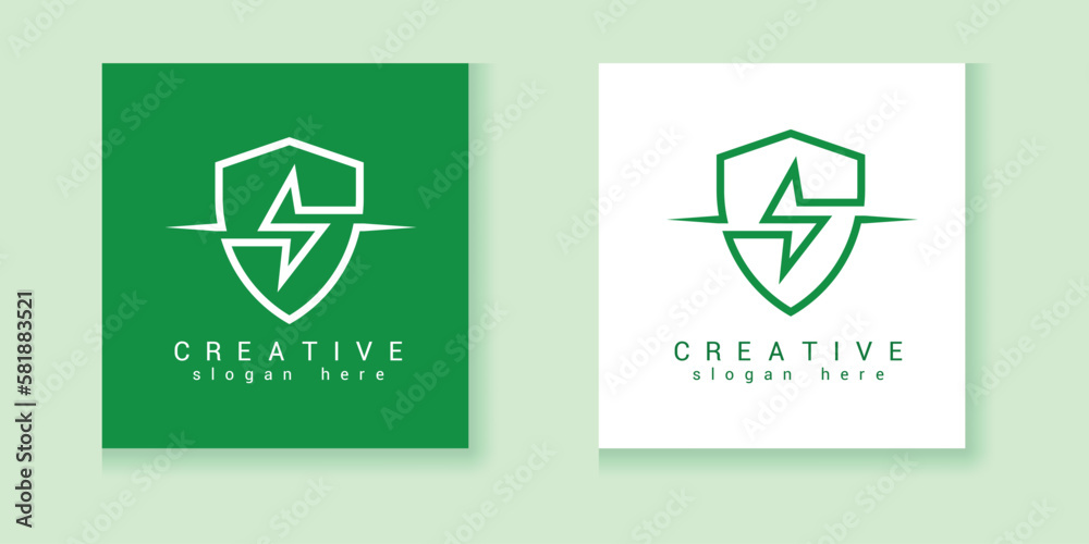 logo electric power vector abstract green shape logo electric power vector abstract green shape