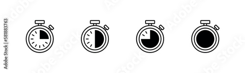 Set of timer countdown stopwatch icon vector time measurement design for speed, deadline, and competition illustration