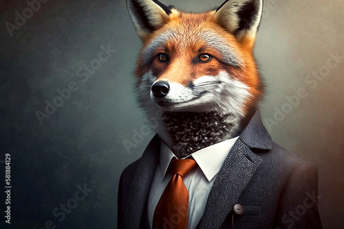 Gfox animal posing in business suit . enerative ai