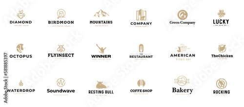 Fotografia Professional logo collection set of 18 different symbols.