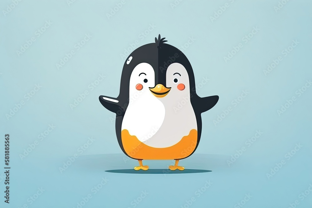 Fototapeta premium Happy cute penguin cartoon. Generative AI