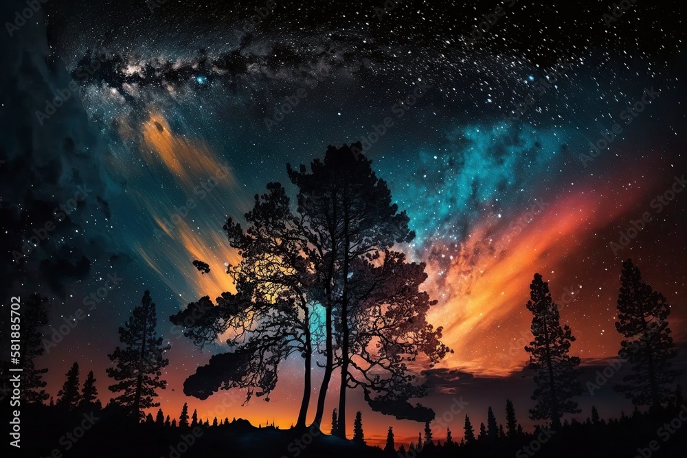 illustration, perfect night sky, ai generative