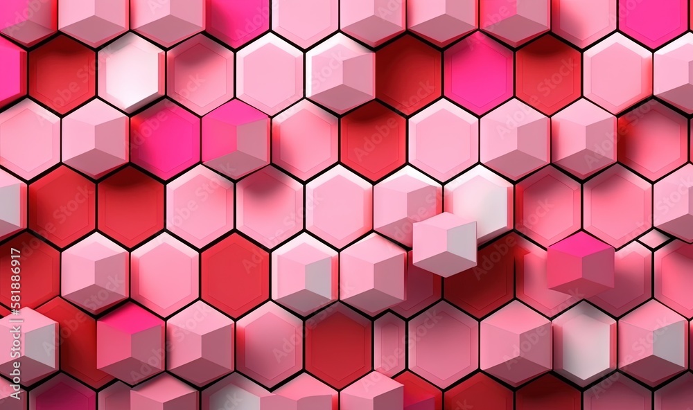 a pink and red background with hexagons in the middle of the image and a white hexagon in the middle of the image. generative ai a pink and red background with hexagons in the middle of the image and a white hexagon in the middle of the image. generative ai